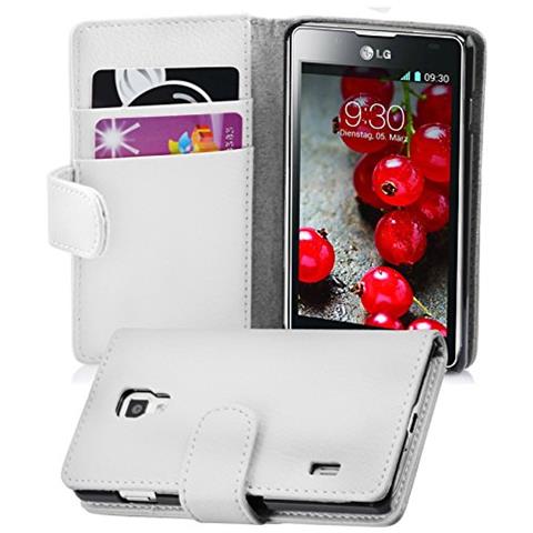 Custodia Compatibile Con Lg Optimus L7 Ii In Magnesio Bianco - Coperchio Protettivo In Ecopelle Testurizzata E Tasca Per Carte Di Credito - Foto 4