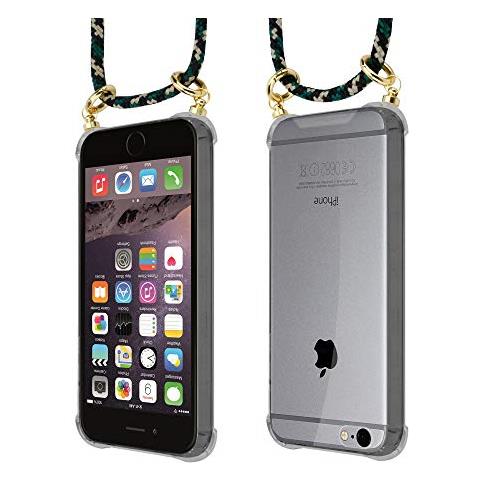 Catena Di Telefoni Cellulari Compatibile Con Apple Iphone 6 Plus / Iphone 6s Plus In Camouflage - Coperchio Protettivo In Silicone Con Anelli D'oro, Cinturino In Corda E Custodia Staccabile - Foto 2