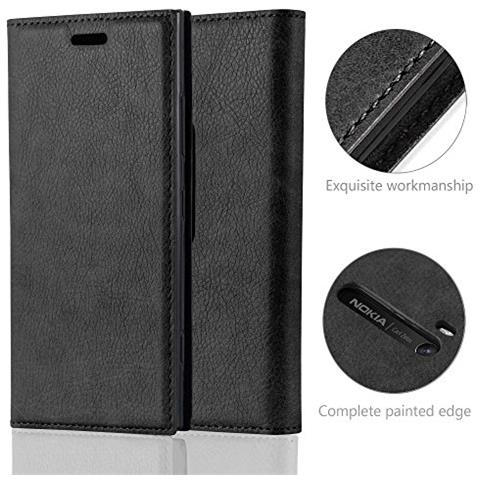 Custodia Compatibile Con Nokia Lumia 920 In Nero Di Notte - Coperchio Protettiva Con Chiusura Magnetica, Funzione Stand E Tasca Per Le Carte - Foto 2