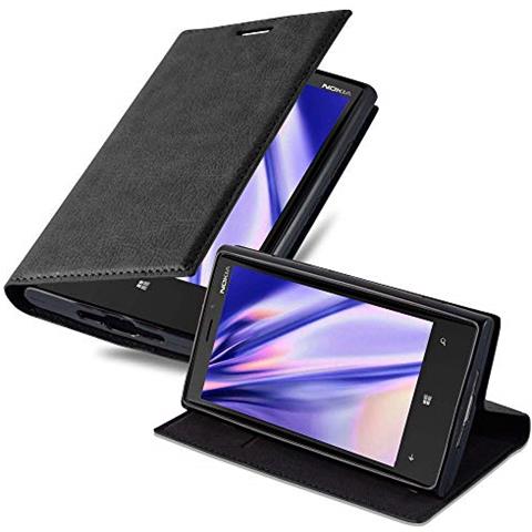 Custodia Compatibile Con Nokia Lumia 920 In Nero Di Notte - Coperchio Protettiva Con Chiusura Magnetica, Funzione Stand E Tasca Per Le Carte - Foto 1