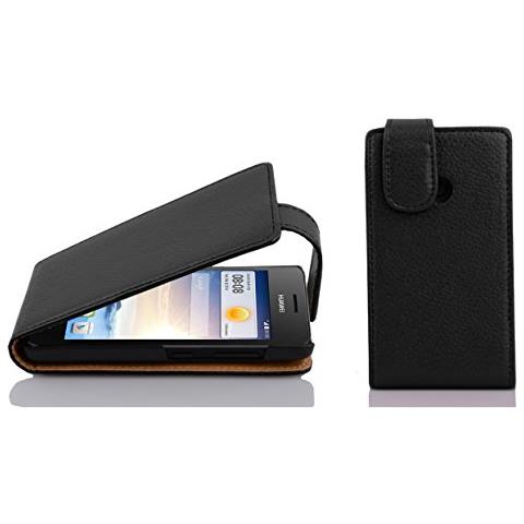 Custodia Compatibile Con Ascend G330 In Nero Ossido - Coperchio Protettivo In Design Flip Realizzato In Similpelle Testurizzata - Foto 1