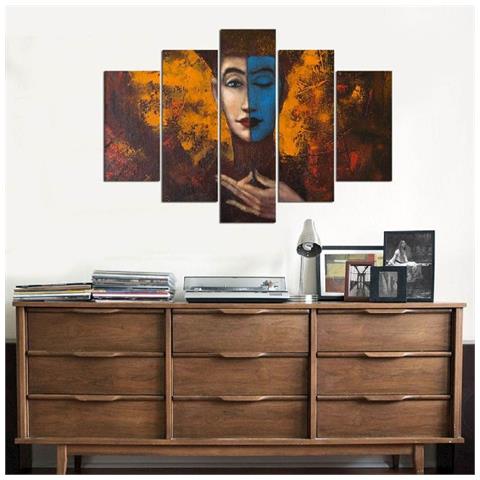 Set 5 Quadro 5 Pz Viso, Per Soggiorno, Camera, Ingresso, In Mdf, 108 X 70 Cm - Foto 2