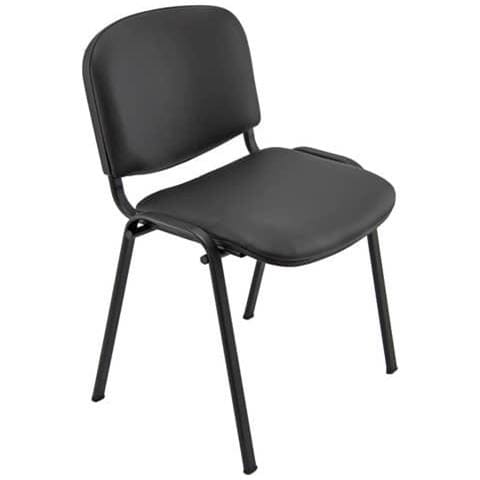 Sedia Visitatore 4 Gambe Dado D5s Acciaio Nero - Rivestimento Similpelle Nero Conf. 2 Pezzi - D5s / 2 / kn - Foto 1