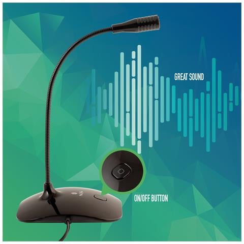 Microfono Da Tavolo In Metallo Flessibile, Tasto Di Muto, Jack 3,5mm, Regolabile In Laltezza - Foto 5