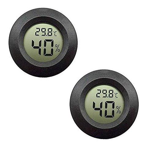 2-pack Digitale A Cristalli Liquidi Termometro Interni Esterni Tester Di Umidit Del Calibro Di Temperatura Per Umidificatori Deumidificatori Serra Basement Babyroom Rotonda Nera - Foto 1