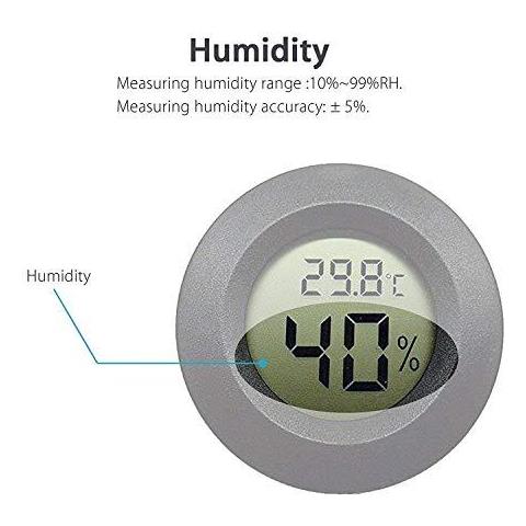 2-pack Digitale A Cristalli Liquidi Termometro Interni Esterni Tester Di Umidit Del Calibro Di Temperatura Per Umidificatori Deumidificatori Serra Basement Babyroom Rotonda Nera - Foto 4