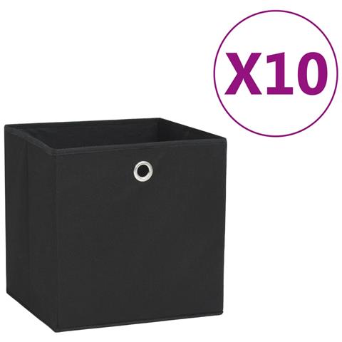 Contenitori 10 pz in Tessuto non Tessuto 28x28x28 cm Nero - Foto 1