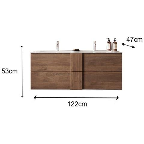 Mobile Da Bagno Sospeso Con Doppio Lavabo, Finitura Mercure, Made In Italy,, Zlcbagnjup03 - Foto 4