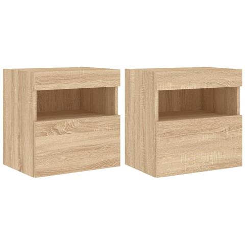 Mobili Tv A Parete Con Luci Led 2pz Rovere Sonoma 40x30x40 Cm - Foto 2
