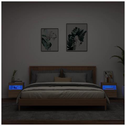 Mobili Tv A Parete Con Luci Led 2pz Rovere Sonoma 40x30x40 Cm - Foto 3