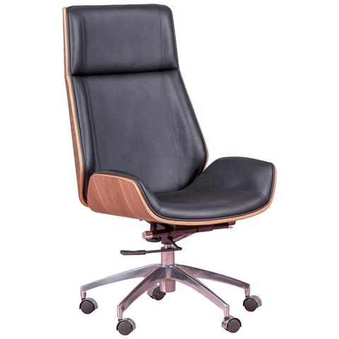 Sedia Da Ufficio Con Legno Di Noce E Rivestita In Pelle Italiana - Nordic H - Foto 1