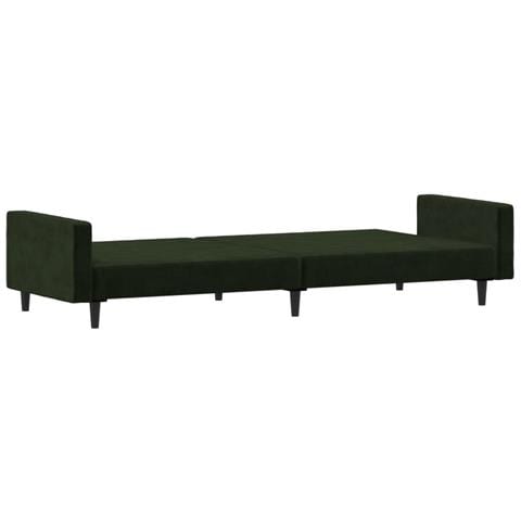 Divano Letto A 2 Posti Verde Scuro In Velluto - Foto 2
