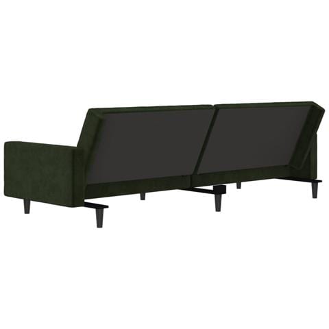Divano Letto A 2 Posti Verde Scuro In Velluto - Foto 10