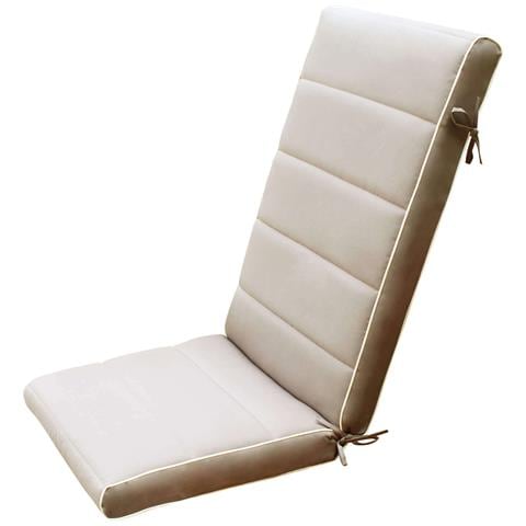 Cuscino In Poliestere Sfoderabile Impermeabile Con Schienale Alto 115x46 Cm Per Sedia Poltrona - Tan - Foto 1