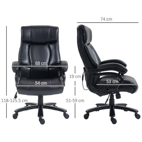 Poltrona Da Ufficio Massaggiante E Riscaldata Con 2 Punti Massaggio E 8 Programmi, Nera - Foto 6