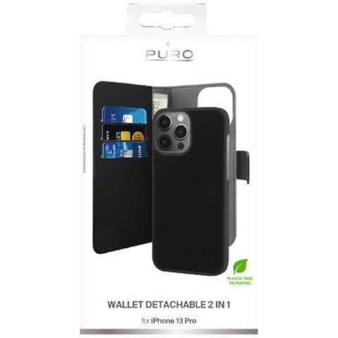 Custodia Per Iphone 13 Pro Folio 2 In 1 Cover Magnetica E Portacarte, Nero - Foto 3