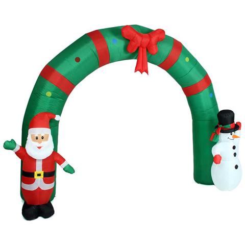 Arco Gonfiabile Natalizio Con Babbo Natale E Pupazzo Di Neve 300x240h Cm Esterno - Foto 1