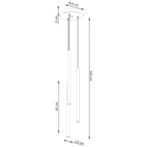 Lampada A Sospensione Pastelo 3p Beige Sl. 1515 - Moderno Lampada A Sospensione Beige 104x19.5x19.5 Cm - Foto 2