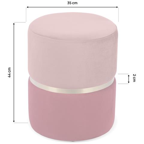 Pouf Louise In Velluto Rosa Lampone E Metallo Dorato - Foto 8