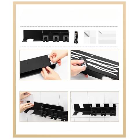 Supporto Per Asciugacapelli Nero 39x8x9 Cm - Organizza E Ottimizza Il Tuo Spazio! - Foto 2