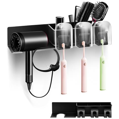 Supporto Per Asciugacapelli Nero 39x8x9 Cm - Organizza E Ottimizza Il Tuo Spazio! - Foto 1