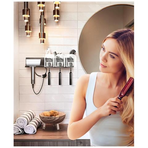 Supporto Per Asciugacapelli Nero 39x8x9 Cm - Organizza E Ottimizza Il Tuo Spazio! - Foto 4