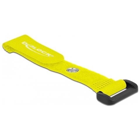 Fascetta per cavi a strappo con gancio e occhiello di fissaggio L 150 x L 20 mm giallo 5 pezzi - Foto 1