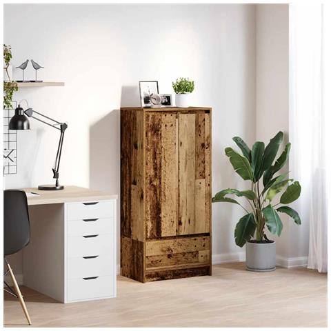 Armadio con Cassetto Legno Antico 55,5x34x119,5 cm Truciolato - Foto 1