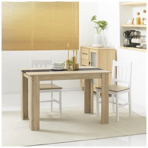Tavolo da Pranzo Moderno in Legno per 4-6 Persone, 120x69x75cm, Colore Nero e Legno - Foto 2