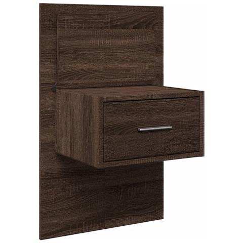 Comodino A Parete Con Luci Led Rovere Marrone - Foto 3