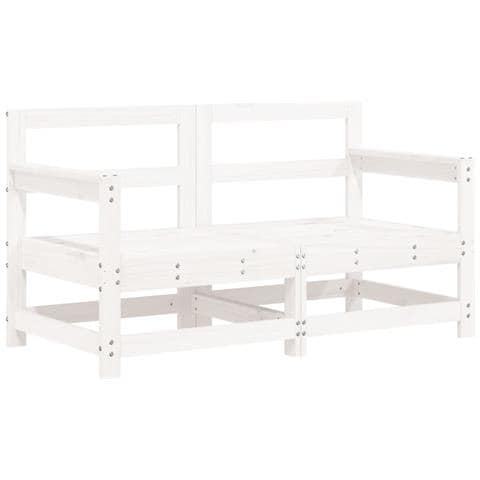Set Salotto Da Giardino 7 Pz Bianco In Legno Massello Di Pino - Foto 3