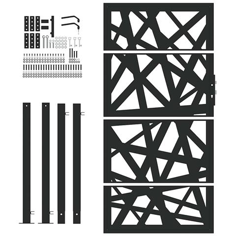 Cancello Giardino Nero 105x180 Cm In Acciaio Design Leggero - Foto 2