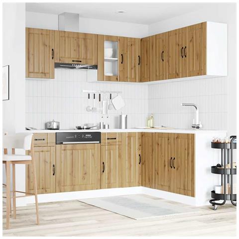 Set Mobili Da Cucina 11 Pz Kalmar Rovere Artigianale Truciolato - Foto 3