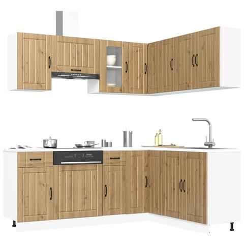 Set Mobili Da Cucina 11 Pz Kalmar Rovere Artigianale Truciolato - Foto 1