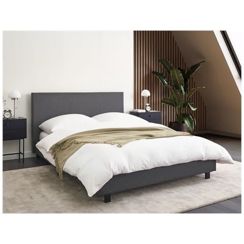 Letto Tessuto Albi 140 X 200 Cm Grigio - Foto 1