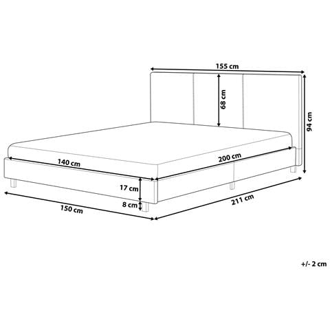 Letto Tessuto Albi 140 X 200 Cm Grigio - Foto 8