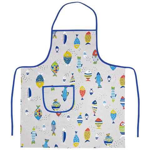 Pack 2 Pezzi Grembiule Alto Pettorina Cucina Chef Casa Con Tasche Pesci Colorati - Foto 1