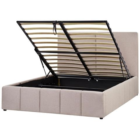 Letto Contenitore Tessuto Castelnavet 160 X 200 Cm Tortora - Foto 2