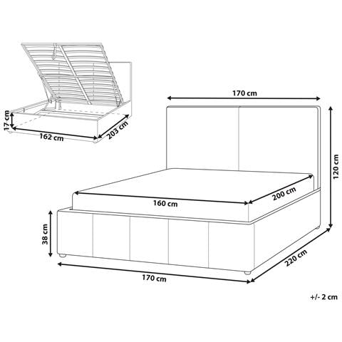 Letto Contenitore Tessuto Castelnavet 160 X 200 Cm Tortora - Foto 8