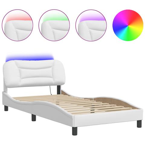 Lusso Casadino - Giroletto Con Led Senza Materasso Hvar Bianco 100x200 Cm - Foto 1