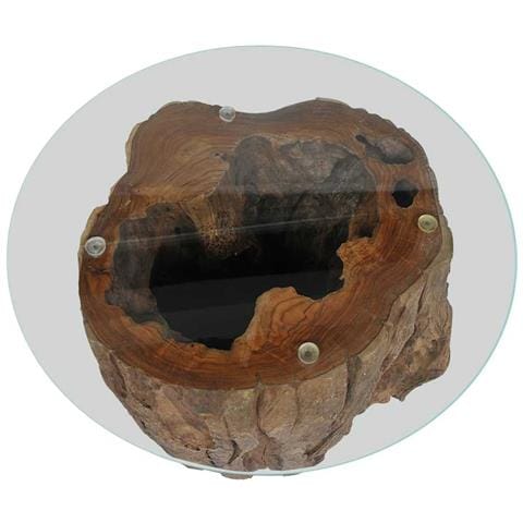 Lusso Casadino -  Tavolino Da Salotto In Legno Di Teak E Vetro 50x40 Cm - Foto 8