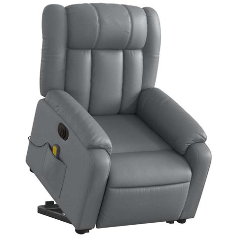 Lusso Casadino - Poltrona Alzapersona Elettrica Reclinabile Grigio In Similpelle - Foto 2