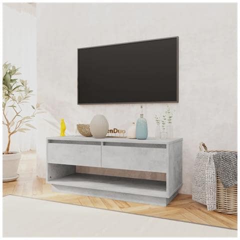 Mobile Tv Grigio Cemento 102x41x44 Cm In Truciolato - Foto 2