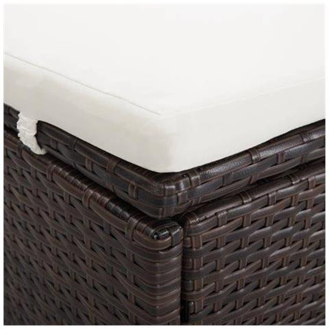 Lettino Prendisole A 2 Posti Con Cuscino In Polyrattan Marrone - Foto 8