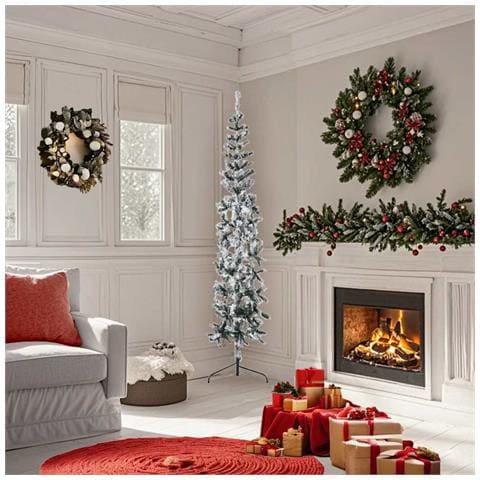 Lusso Casadino -  Albero Natale Artificiale Sottile A Metà Neve Fioccata 180 Cm - Foto 1