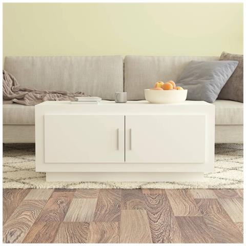 Tavolino Da Salotto Bianco 102x50x45 Cm In Legno Multistrato - Foto 8