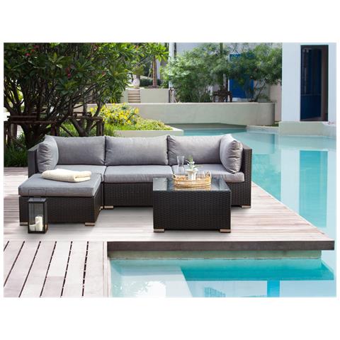 Set Di Divani Angolari Da Giardino 4 Posti Sano Lato Destro Nero - Foto 1