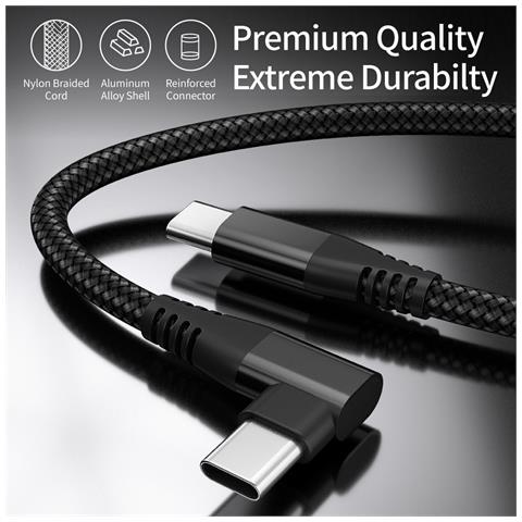 Caricatore Usb-c Con Connettore Ad Angolo Ricarica Rapida Pd Da 60 W Black 2 Metri - Foto 2