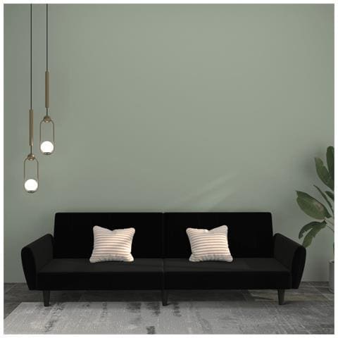 Divano Letto a 2 Posti Nero in Velluto - Foto 2