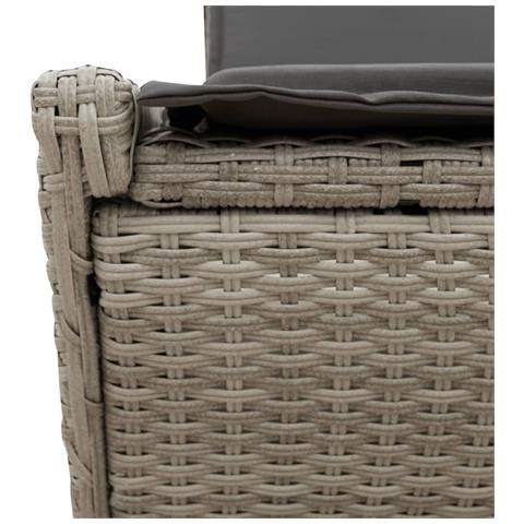 Lettino Prendisole Doppio con Cuscini Grigio Chiaro Polyrattan - Foto 9